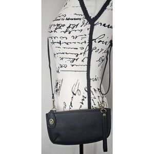 Joy Susan Mini Faux Leather Black Crossbody Wristlet Clutch Credit Card NWOT 9x5